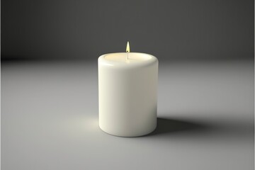 Fototapeta na wymiar white candle burning, isolated white background, generative ai, copy space, relaxing calm meditate