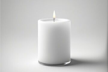 Fototapeta na wymiar white candle burning, isolated white background, generative ai, copy space, relaxing calm meditate