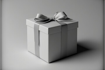 gift box with ribbon mockup 3D, isolated on white background, empty copy space, generative ai