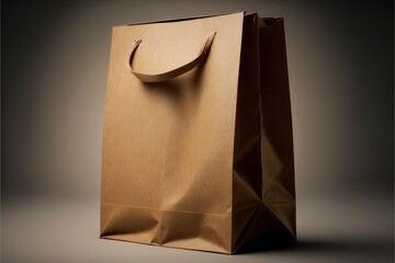 paper shopping bag mockup 3D, isolated on white background, empty copy space, generative ai