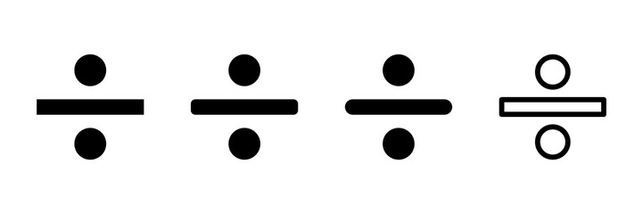 Division sign vector icons set