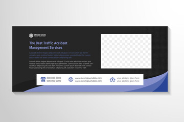 set of web page banner with geometic design elements with headline the best traffic accident management services. A brochure template with a place for photos, text and information. Vector illustration