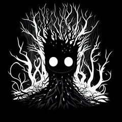 Creature of the night, floral, illustration, sketch, beautiful, cute