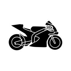 Fototapeta na wymiar Super sport bike in simple black icon, vector illustration. Template for world championship motor sport bike racing design element. Editable graphic resources for many purposes.