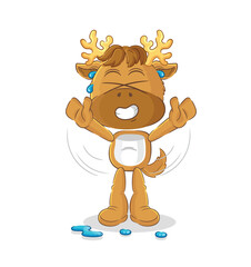 moose stretching character. cartoon mascot vector