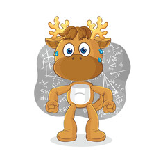 moose thinking hard vector. cartoon character