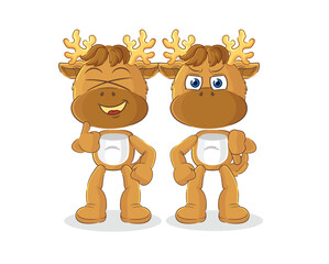 moose thumbs up and thumbs down. cartoon mascot vector