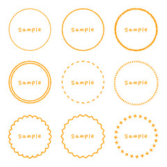 クレヨン素材　いろいろな円形のフレームセット