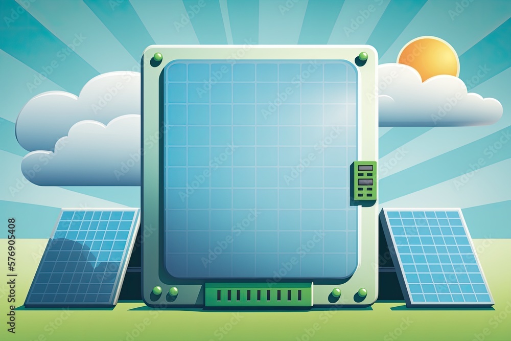 Poster solar photovoltaic panels as a blank copy space and a selective focus on an alternative power source