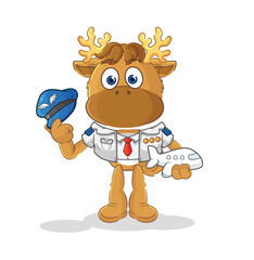 moose pilot mascot. cartoon vector