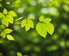 Fototapeta na wymiar green leaves on a branch beautiful background wallpaper Stock photographic Image 