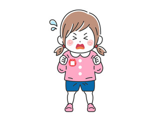 駄々をこねる、幼稚園児の女の子のイラスト