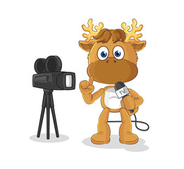 moose tv reporter cartoon. cartoon mascot vector