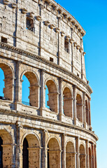 Fototapeta premium A wall fragment of Colosseum amphitheater in Rome, Italy