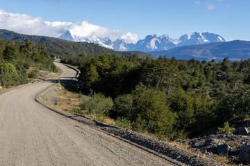 Landscape around famous Torres del Paine National Park in Chile, Patagonia, South America