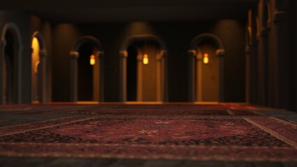 Obraz premium ramadan Background 3D Mosque – Inside, 3D Rendering