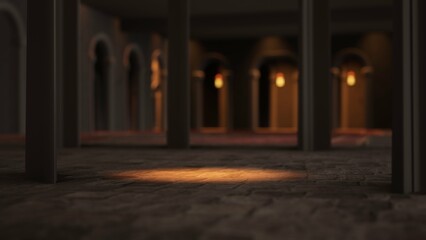 ramadan Background 3D Mosque – Inside, 3D Rendering