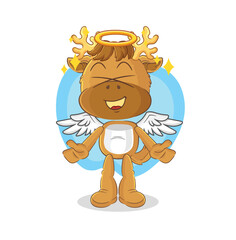 Obraz na płótnie Canvas moose angel with wings vector. cartoon character