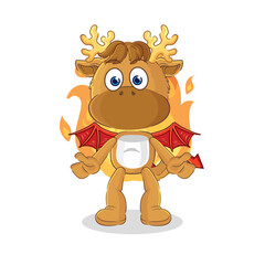 moose demon with wings character. cartoon mascot vector
