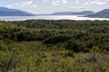 Landscape around famous Torres del Paine National Park in Chile, Patagonia, South America