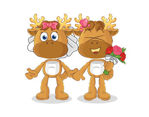Obraz na płótnie Canvas moose wedding cartoon. cartoon mascot vector