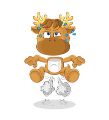 moose fart jumping illustration. character vector