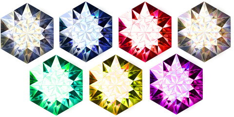 リアルな宝石ジュエリーセット　3Dの天然石ダイヤモンド　カラフル - 576906604