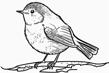 Cartoon Bird Outline for Winter Coloring. Generative AI