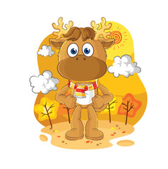 moose in the autumn. cartoon mascot vector