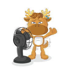 moose with the fan character. cartoon mascot vector