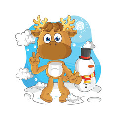 moose in cold winter character. cartoon mascot vector