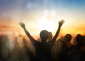 christian concept, Christian worship with raised hands