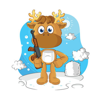 moose soldier in winter. character mascot vector