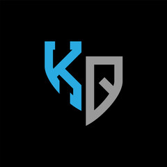KQ abstract monogram logo design on black background. KQ creative initials letter logo concept.
