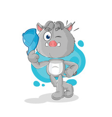 Naklejka premium wild boar young boy character cartoon