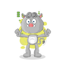 wild boar full battery character. cartoon mascot vector