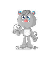wild boar cry with a tissue. cartoon mascot vector