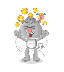 wild boar laugh and mock character. cartoon mascot vector