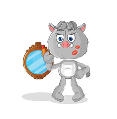 wild boar make up mascot. cartoon vector