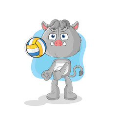 Naklejka premium wild boar play volleyball mascot. cartoon vector