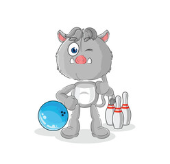 Naklejka premium wild boar play bowling illustration. character vector