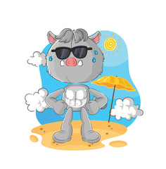 Obraz premium wild boar sunbathing in summer. character vector