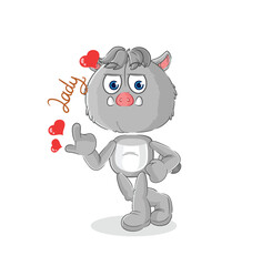 wild boar flirting illustration. character vector