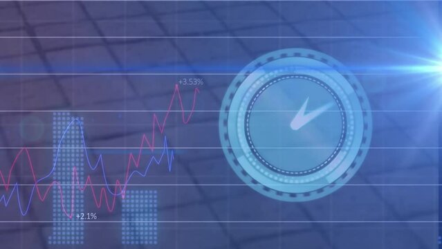 Animation of clock over financial data processing