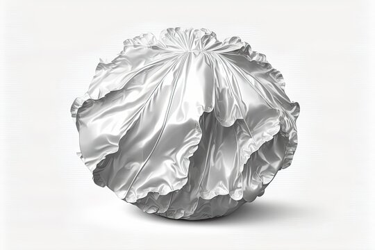 Ruffled sphere of aluminum foil, a common cooking ingredient. Generative AI