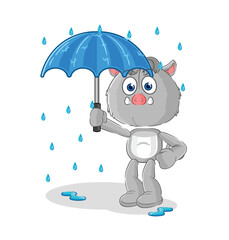 wild boar holding an umbrella illustration. character vector
