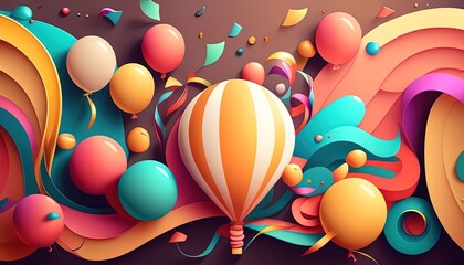 Fototapeta na wymiar birthday balloon party digital art illustration