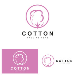 Cotton Logo, Soft Cotton Flower Design Vector Natural Organic Plants Apparel Materials And Beauty Textiles