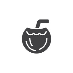Coconut cocktail vector icon
