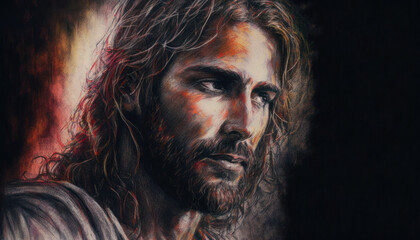 A color painting of Jesus Christ. generative AI